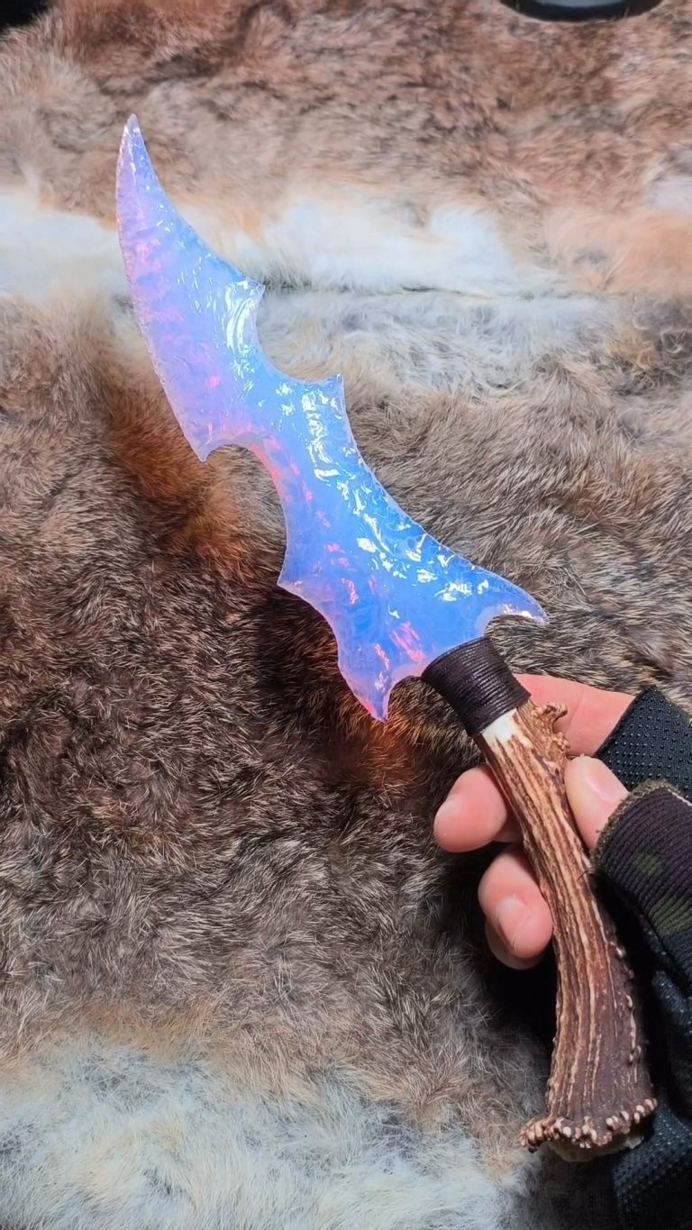Pink Opalite Fantasy Knife with Deer Antler Handle