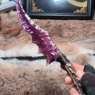 Purple Glass Fantasy Knife with Deer Antler Handle